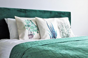 Green bed by the pine forest